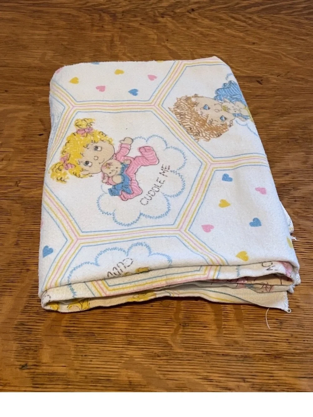 Vintage Hallmark Cards Baby Receiving Blanket 80s Cuddle Me Love Me Hugga Bunch